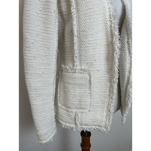 Rebecca Taylor Blazer Jacket Single Breast Open Front Fringe Tweed - Picture 4 of 14